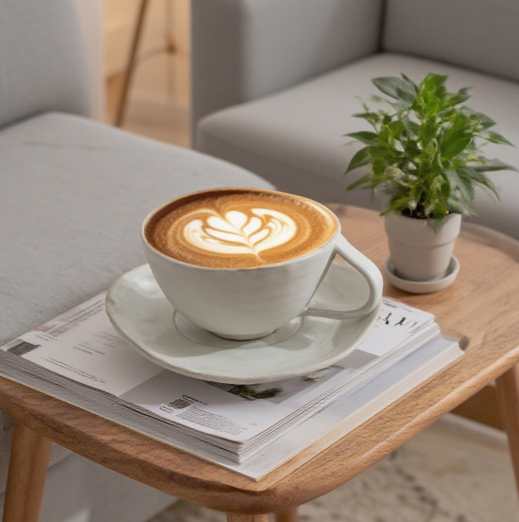 Creamy White Pink Imprint Coffee Mug – Minimalist Latte Cup