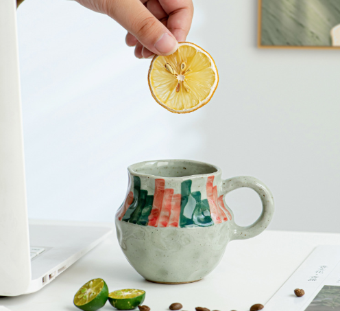 Rustic Japanese Style Ceramic Mug – Creative Graffiti Coffee Cup