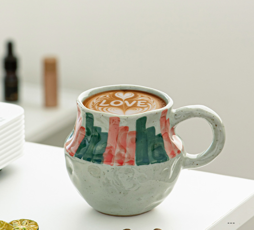 Rustic Japanese Style Ceramic Mug – Creative Graffiti Coffee Cup