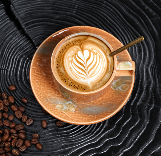 Glazed Ceramic Latte Cup & Saucer Set – Vintage Rustic Coffee Mug